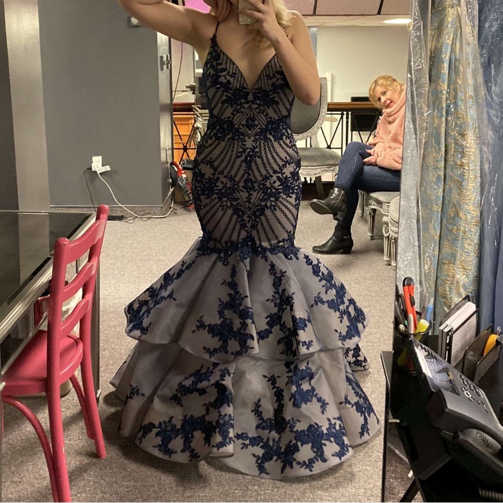 Elle Wilde Prom Dress - Navyish/Nude